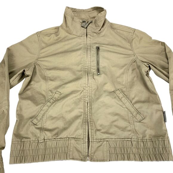 Columbia Jacket Womens Large Tan Lined Long Sleeve Mock Neck Full Zip Front - Picture 14 of 16